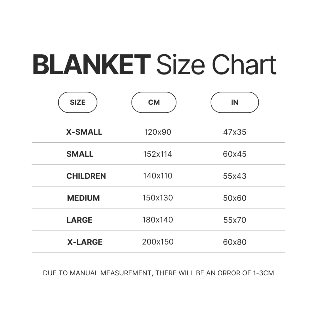 Blanket Size Chart - Official JJBA