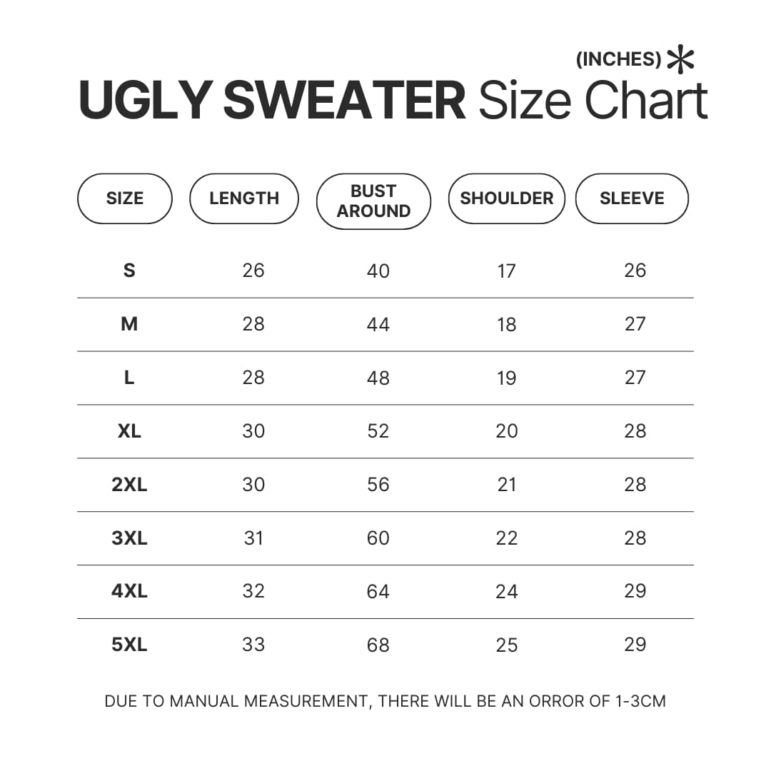 Ugly Sweater Size Chart - Official JJBA