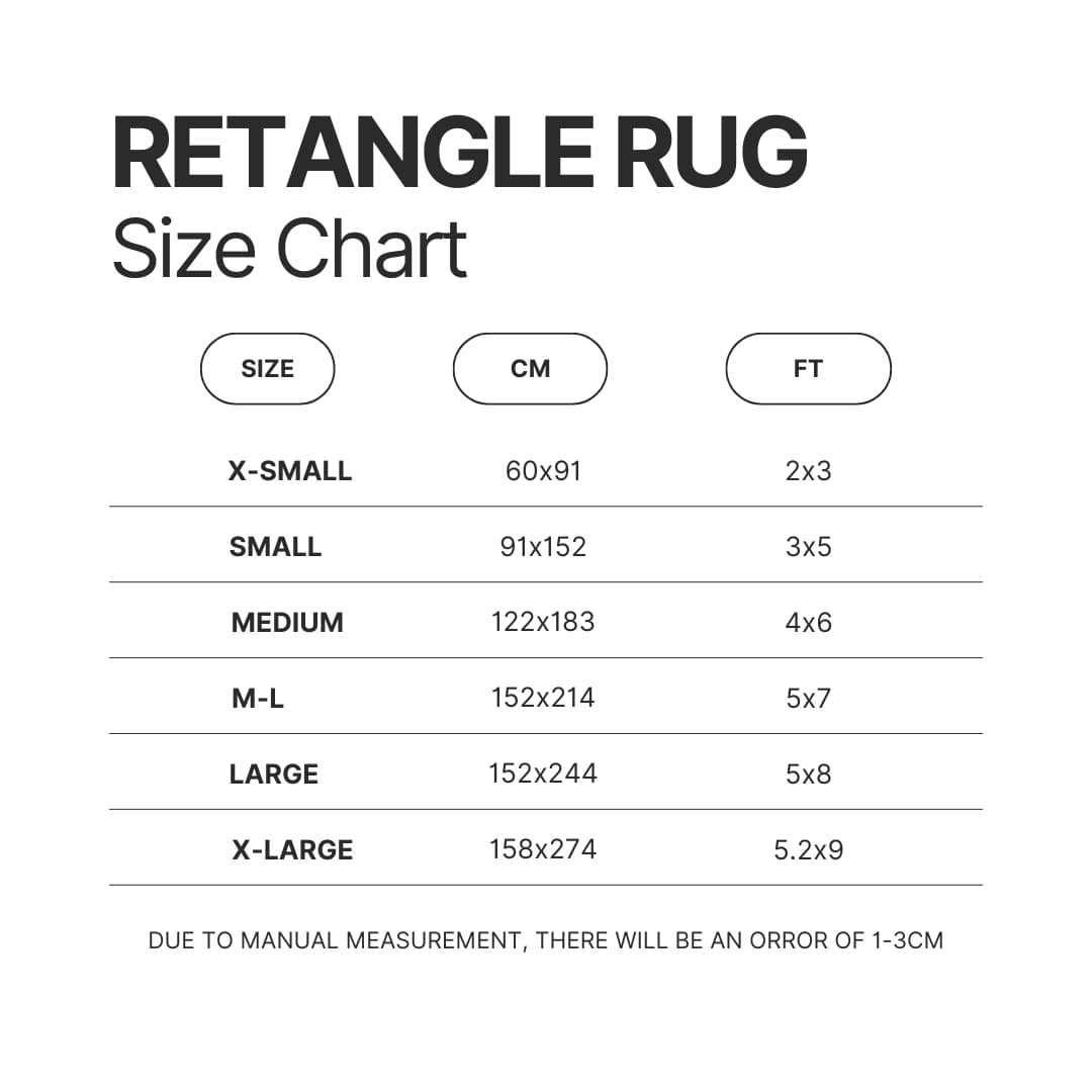 Retangle Rug Size Chart - Official JJBA